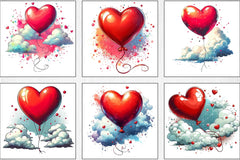 Valentine's Pop Art Heart Balloon Clipart Bundle - CraftNest - Digital Crafting and Art
