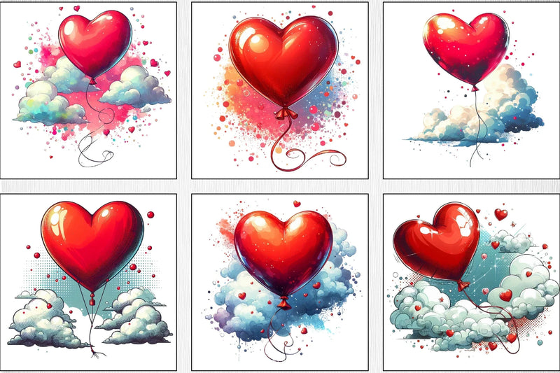 Valentine's Pop Art Heart Balloon Clipart Bundle - CraftNest - Digital Crafting and Art