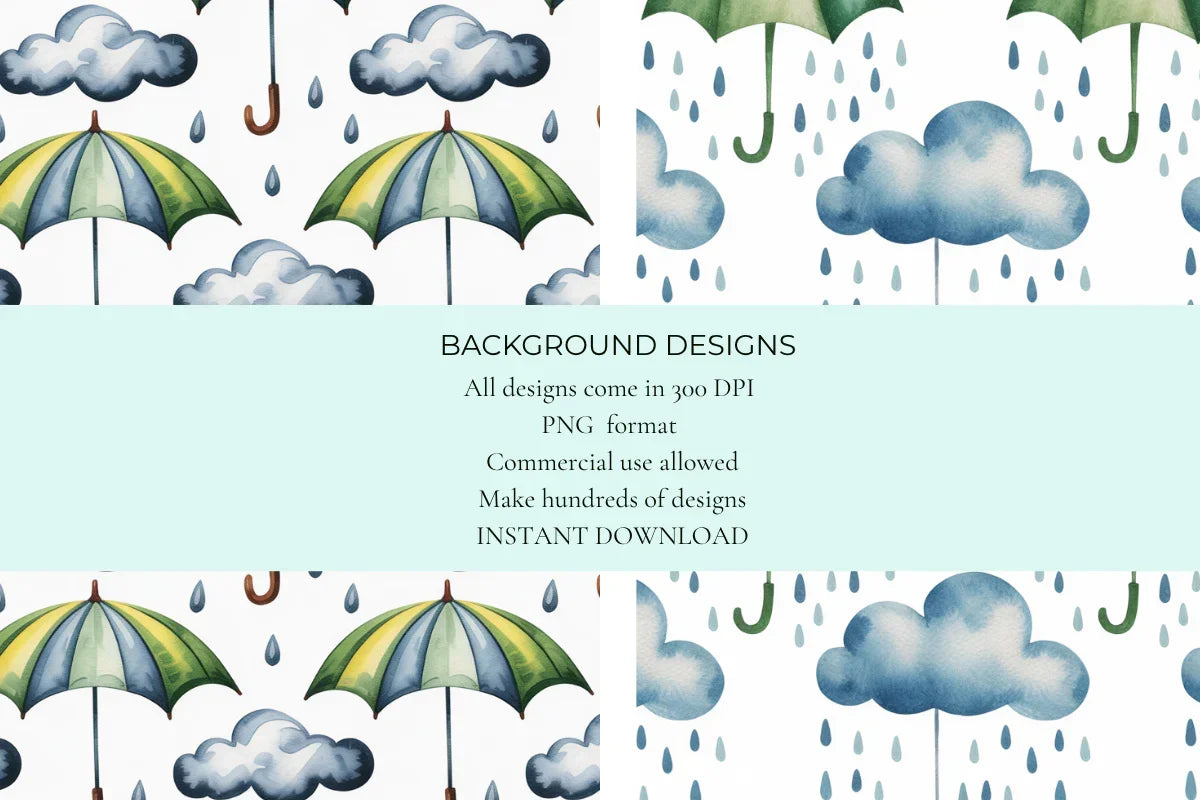 Spring Rain Seamless Papers - CraftNest - Digital Crafting and Art