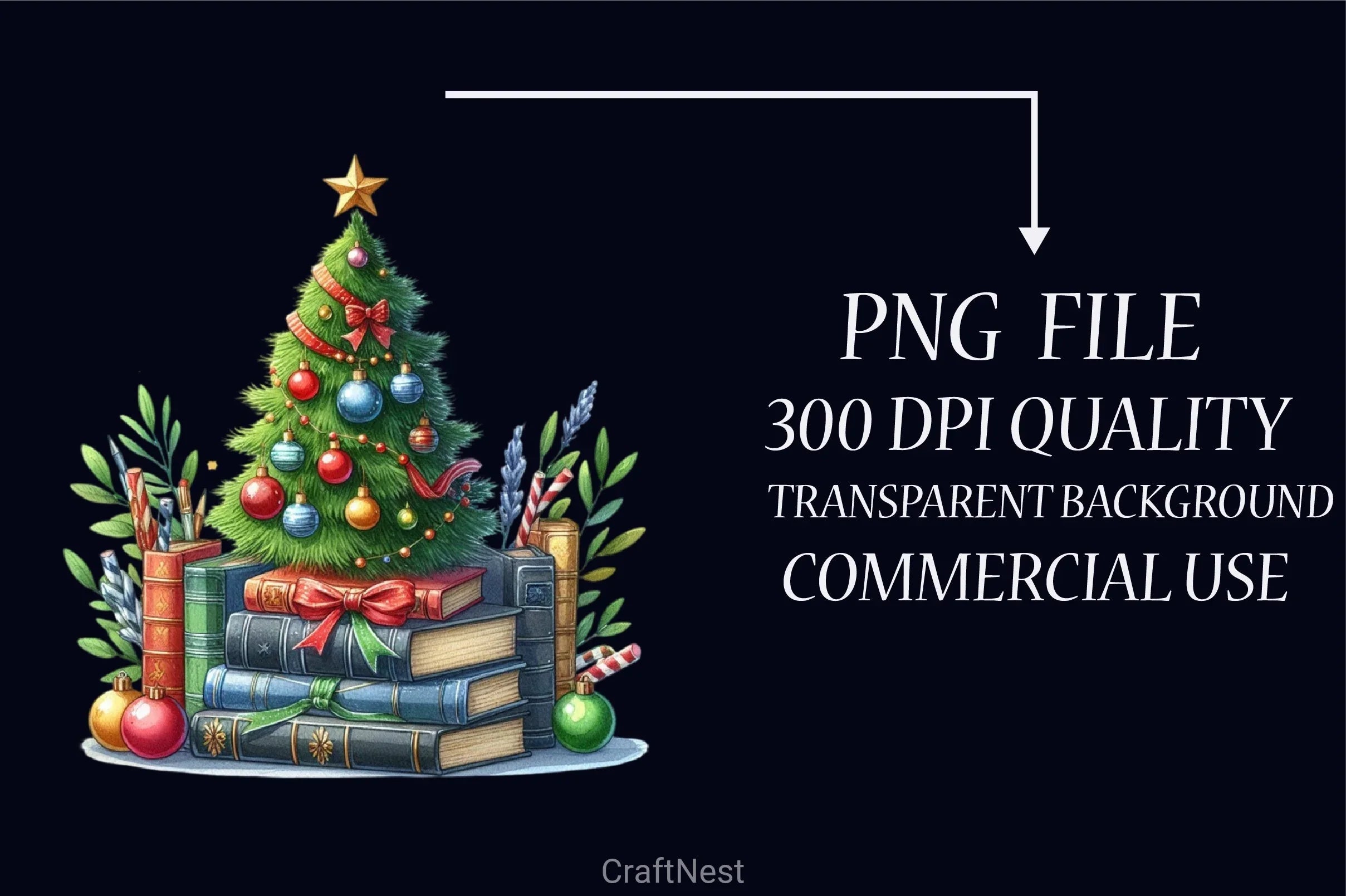 Christmas Books Tree Clipart Bundle - CraftNest - Digital Crafting and Art