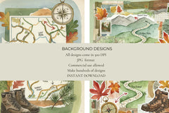 Hiking Trails Junk Journal Papers - CraftNest - Digital Crafting and Art