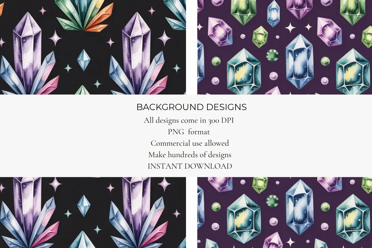 Crystals & Gems Seamless Papers - CraftNest - Digital Crafting and Art