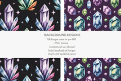 Crystals & Gems Seamless Papers - CraftNest - Digital Crafting and Art