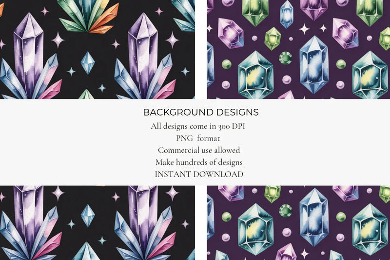 Crystals & Gems Seamless Papers - CraftNest - Digital Crafting and Art