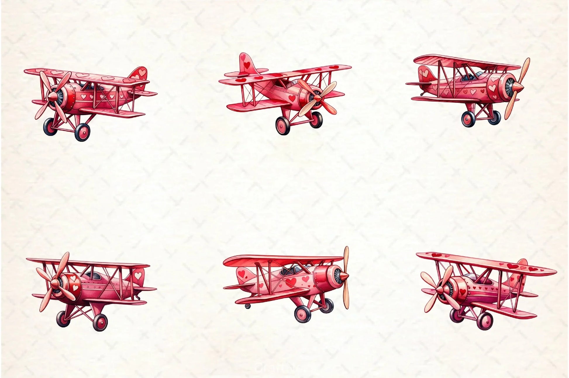 Pink Vintage Airplane Valentine Clipart Bundle - CraftNest - Digital Crafting and Art