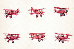 Pink Vintage Airplane Valentine Clipart Bundle - CraftNest - Digital Crafting and Art