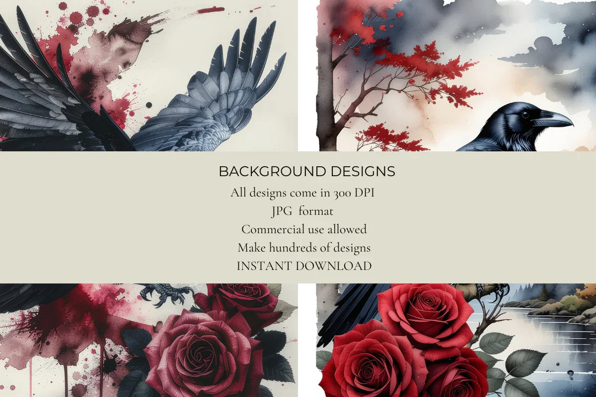 Ravens & Roses Junk Journal Papers - CraftNest - Digital Crafting and Art