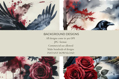 Ravens & Roses Junk Journal Papers - CraftNest - Digital Crafting and Art