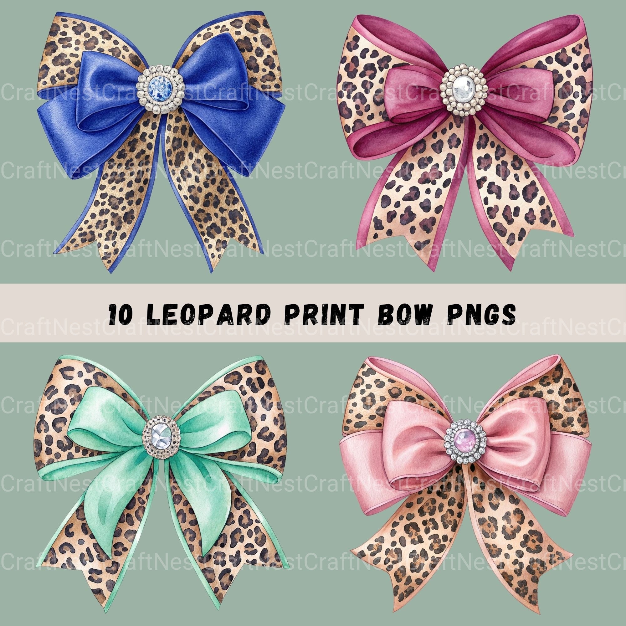 Leopard Coquette Bows Clipart Bundle