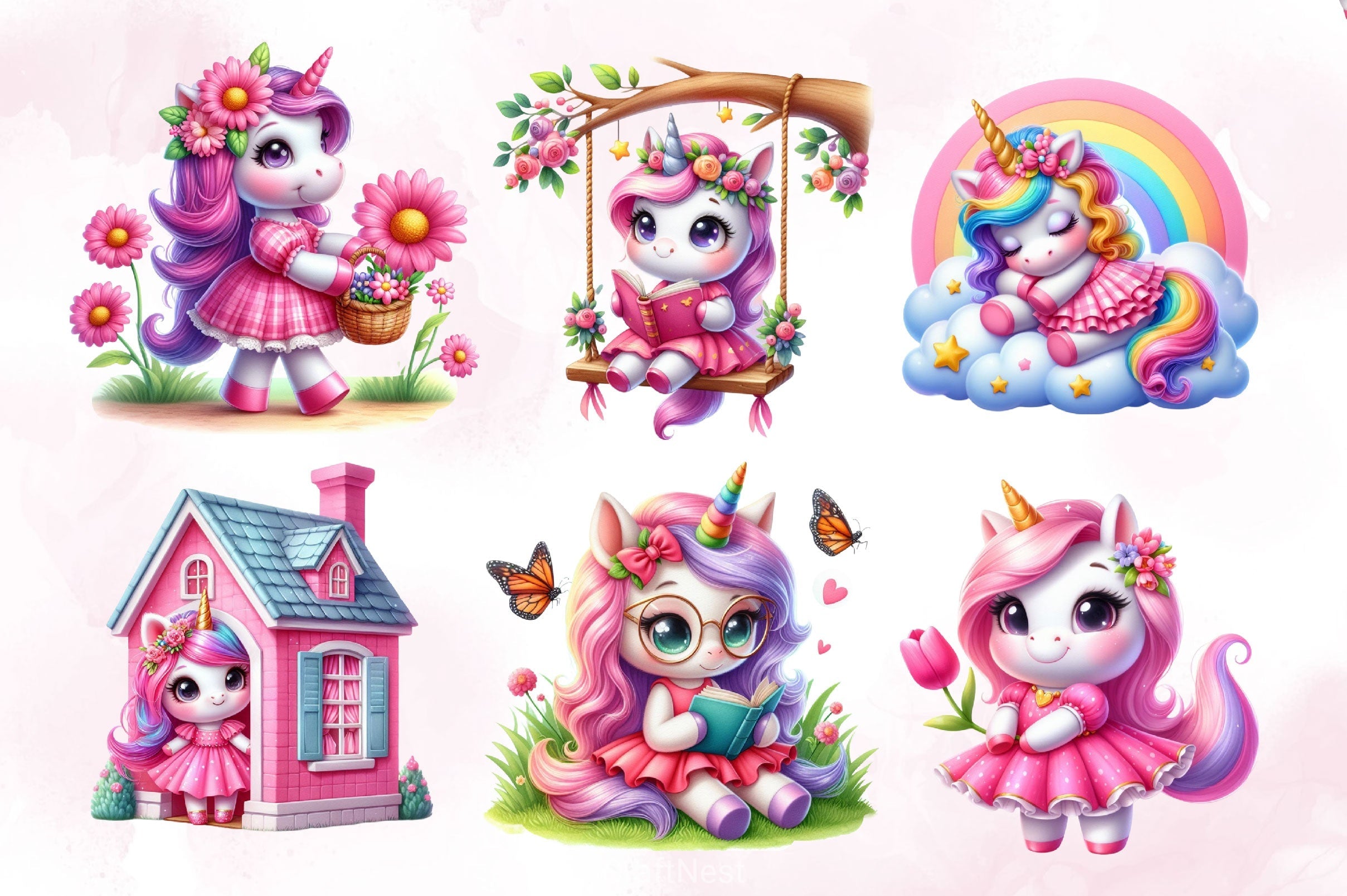 Cute Unicorn Clipart Bundle 11