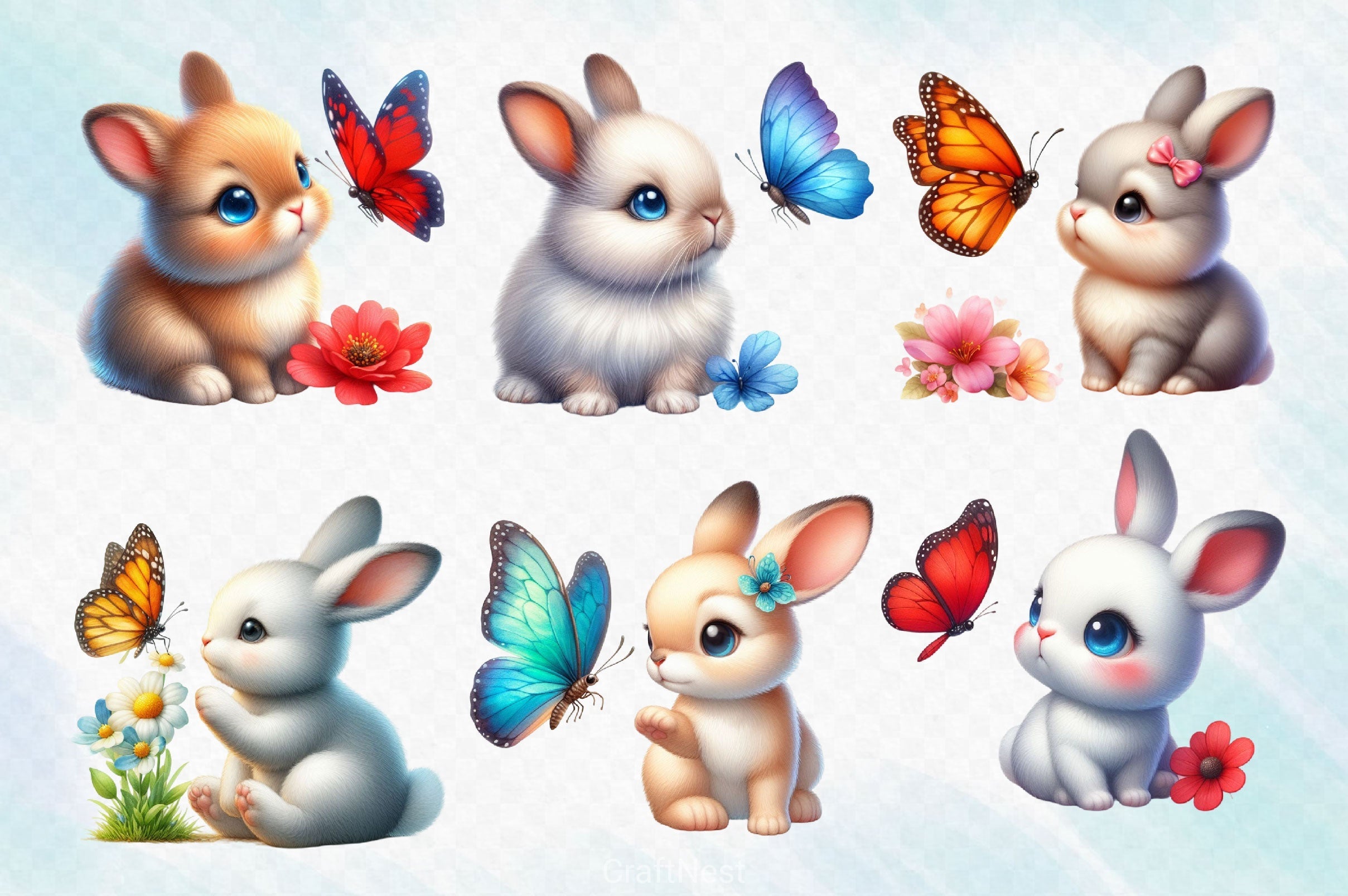Bunny And Butterfly Clipart Bundle 2