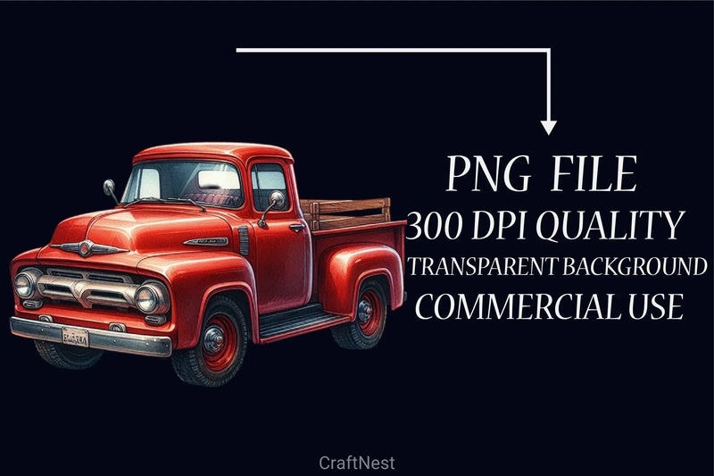 Red Pickup Truck Clipart Bundle - CraftNest - Digital Crafting and Art