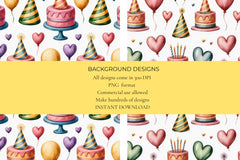 Birthday Party Seamless Papers - CraftNest - Digital Crafting and Art