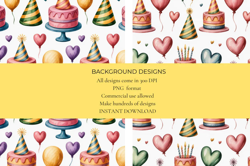 Birthday Party Seamless Papers - CraftNest - Digital Crafting and Art