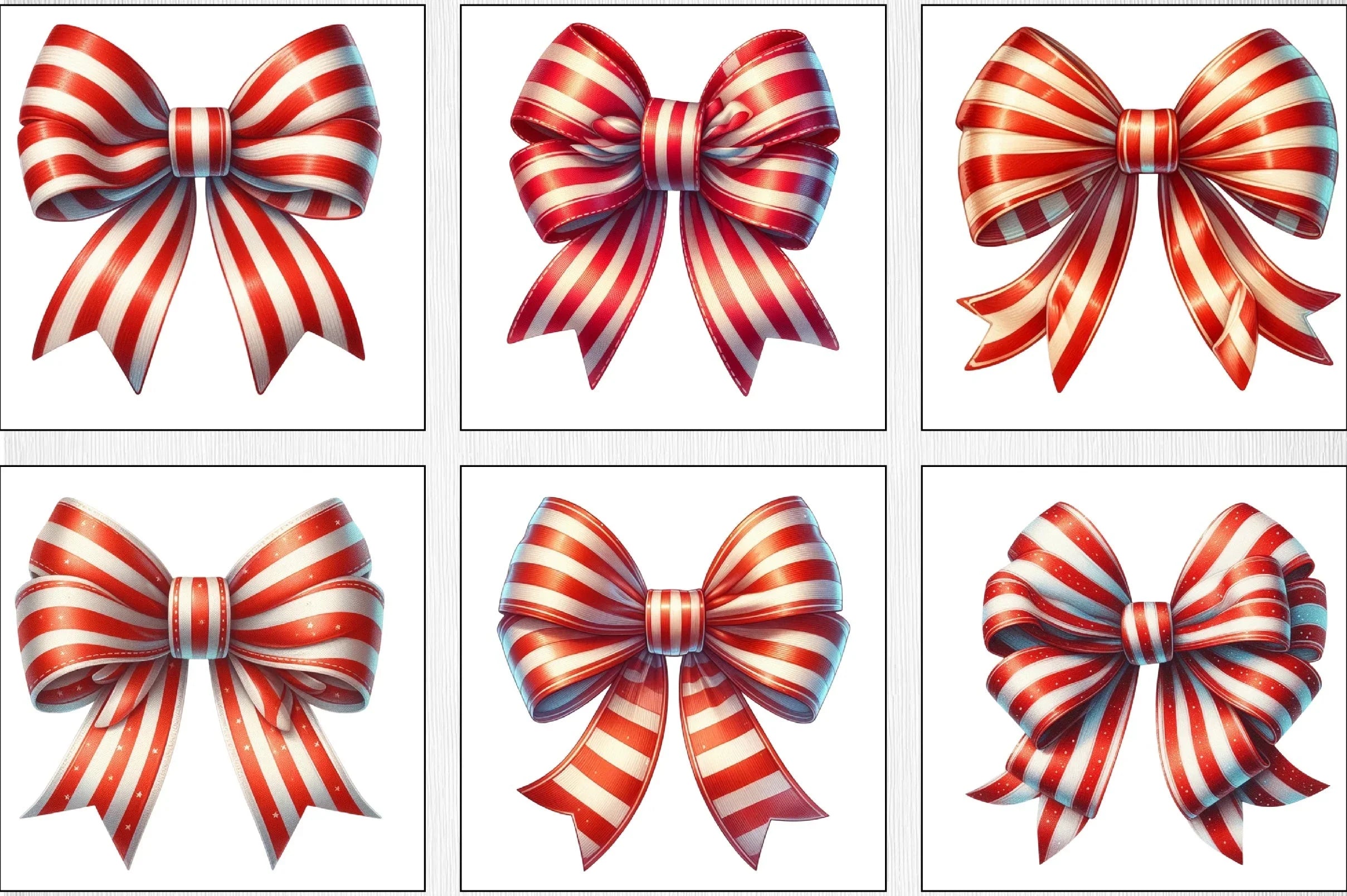 Christmas Candy Cane Bows Clipart Bundle - CraftNest - Digital Crafting and Art