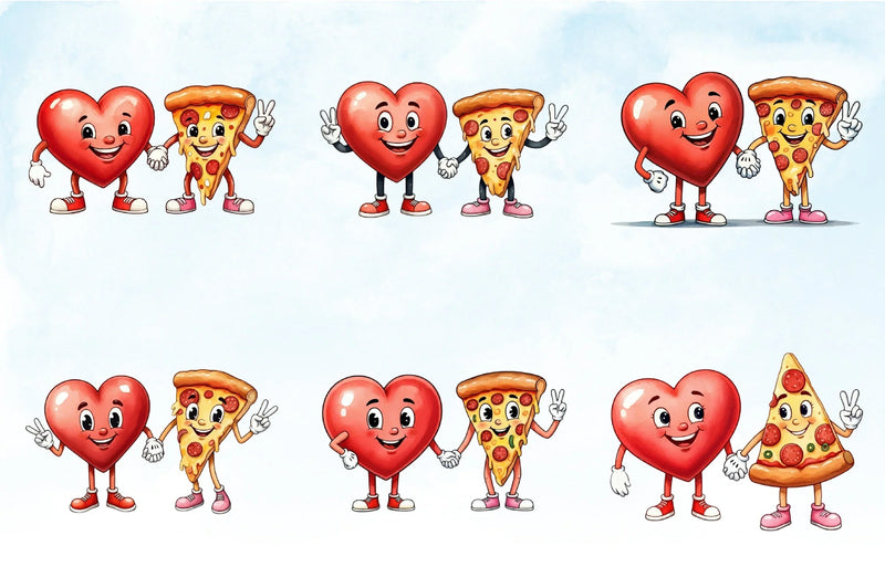 Heart & Pizza Valentine Clipart Bundle - CraftNest - Digital Crafting and Art