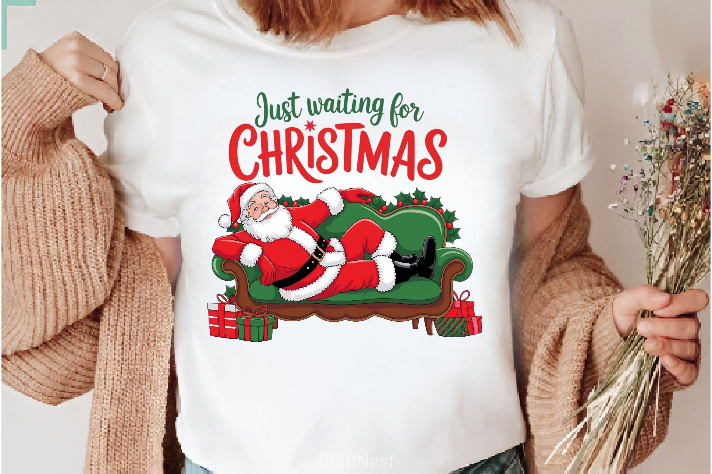 Just Waiting For Christmas Retro Pin Clipart Bundle