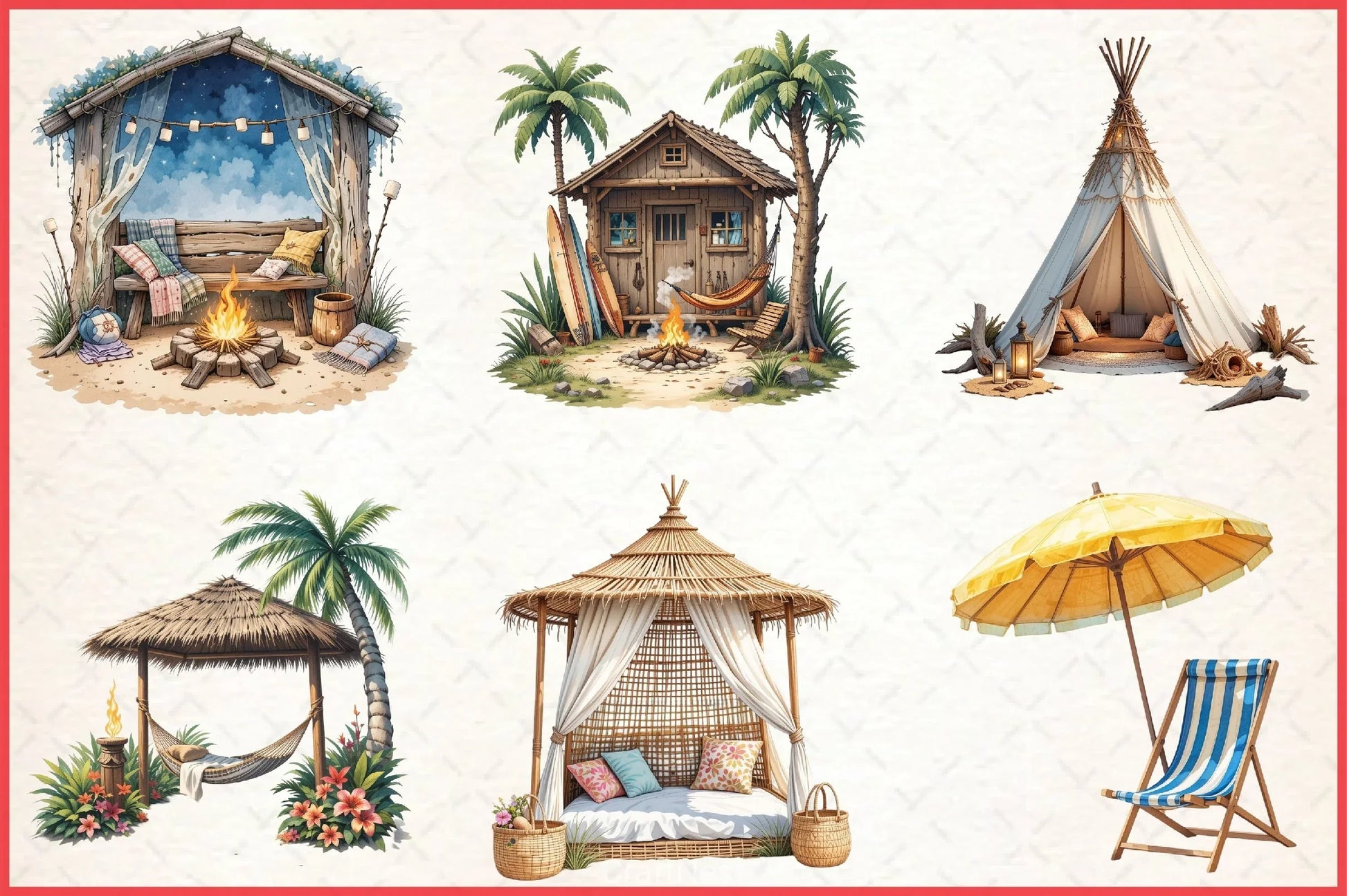 Cute Beach Nook Clipart Bundle - CraftNest - Digital Crafting and Art