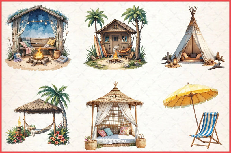 Cute Beach Nook Clipart Bundle - CraftNest - Digital Crafting and Art
