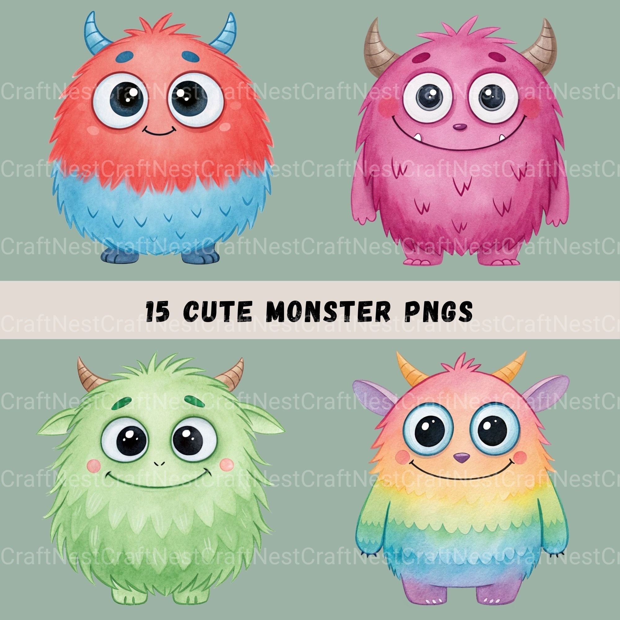 Monsters Cute Clipart Bundle