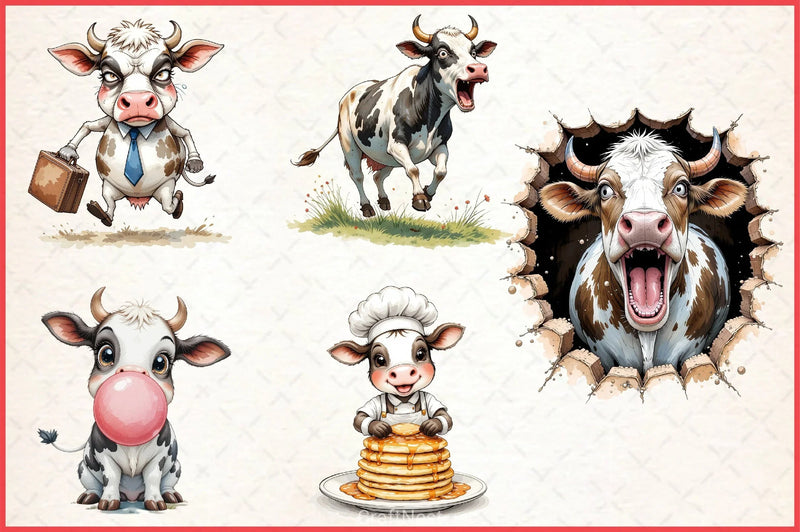 Funny Cow Clipart Bundle - CraftNest - Digital Crafting and Art