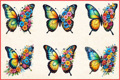 Butterfly Flowers Clipart Bundle 8 - CraftNest - Digital Crafting and Art