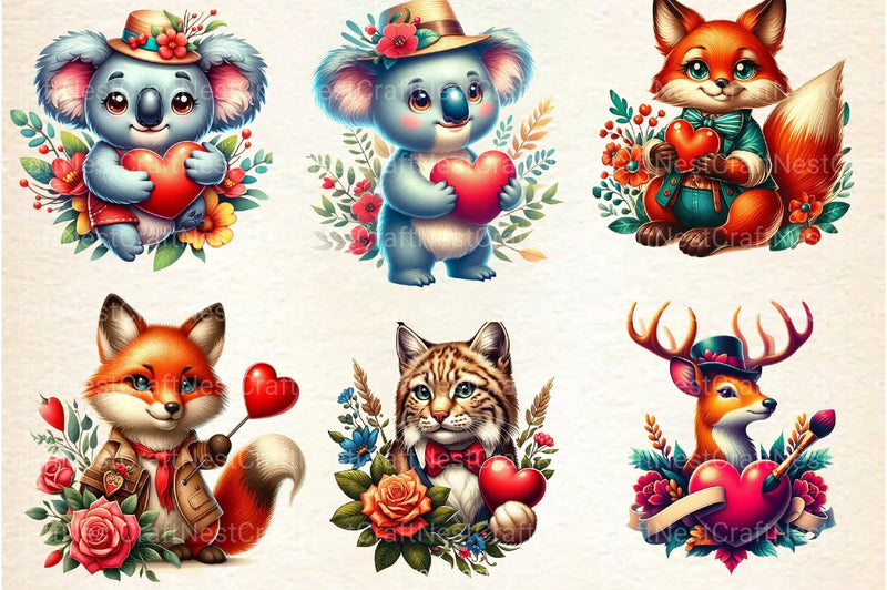 Valentine Animals Clipart Bundle 9 - CraftNest - Digital Crafting and Art