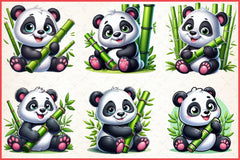 Cute Panda Clipart Bundle - CraftNest - Digital Crafting and Art