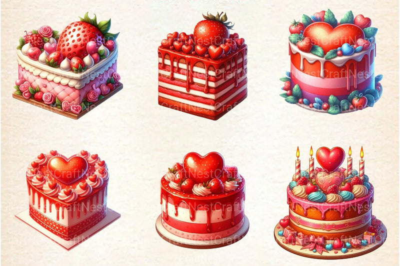Valentine Cake Clipart Bundle 121 - CraftNest - Digital Crafting and Art