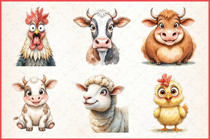 Cute Farm Animals Clipart Bundle 2 - CraftNest - Digital Crafting and Art