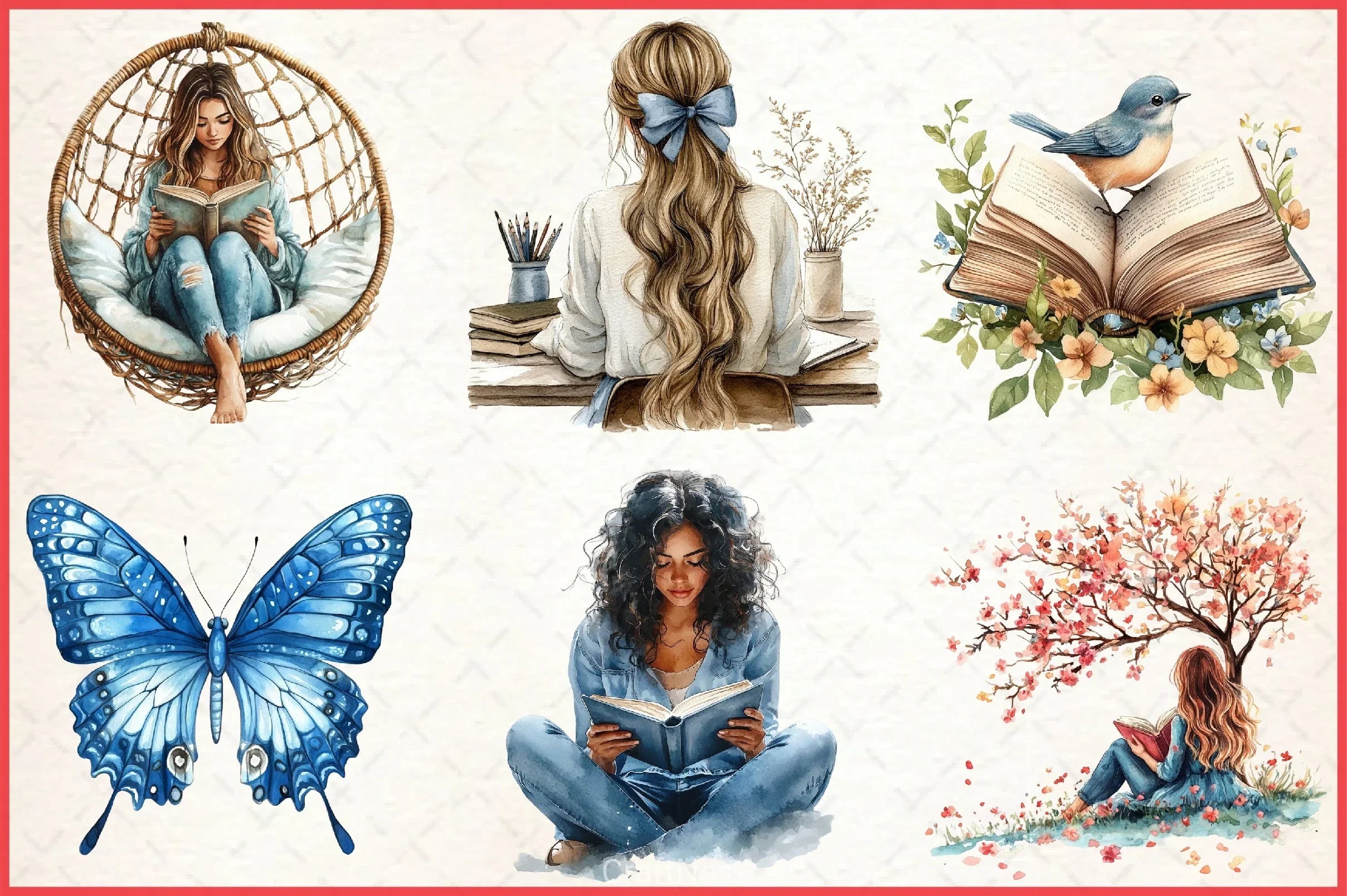 Spring Reading Clipart Bundle - CraftNest - Digital Crafting and Art