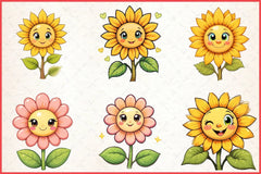 Cute Sunflower Clipart Bundle - CraftNest - Digital Crafting and Art