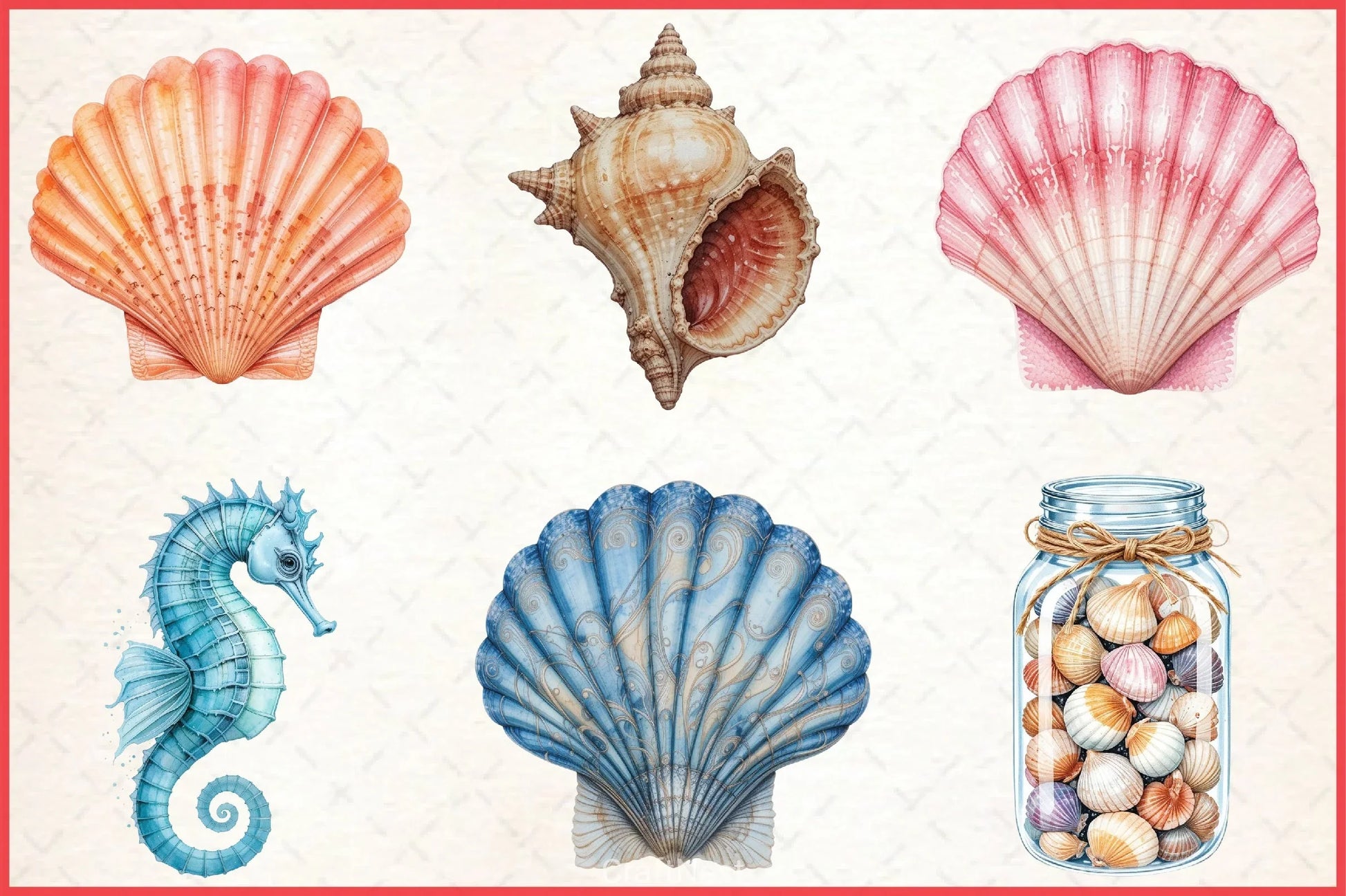 Summer Seashell Clipart Bundle 3 - CraftNest - Digital Crafting and Art