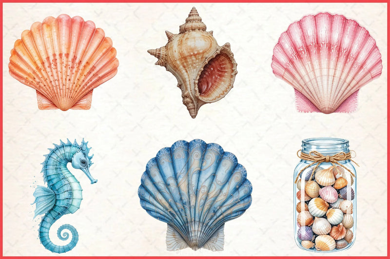 Summer Seashell Clipart Bundle 3 - CraftNest - Digital Crafting and Art