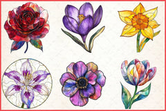 Stained Glass Spring Flowers Clipart Bundle 11 - CraftNest - Digital Crafting and Art