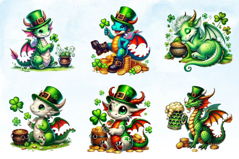 Cute Dragon St. Patrick's Day Clipart Bundle - CraftNest - Digital Crafting and Art