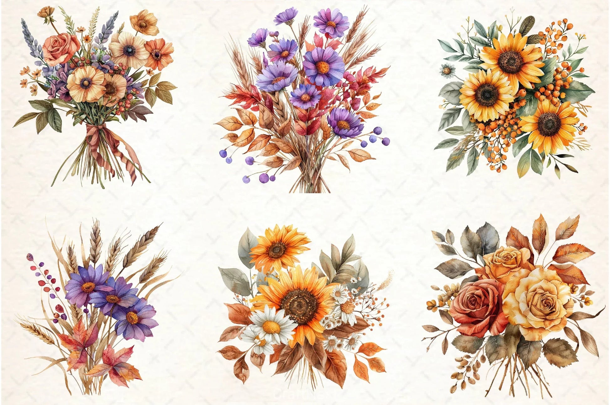 Autumn Bouquets Clipart Bundle - CraftNest - Digital Crafting and Art