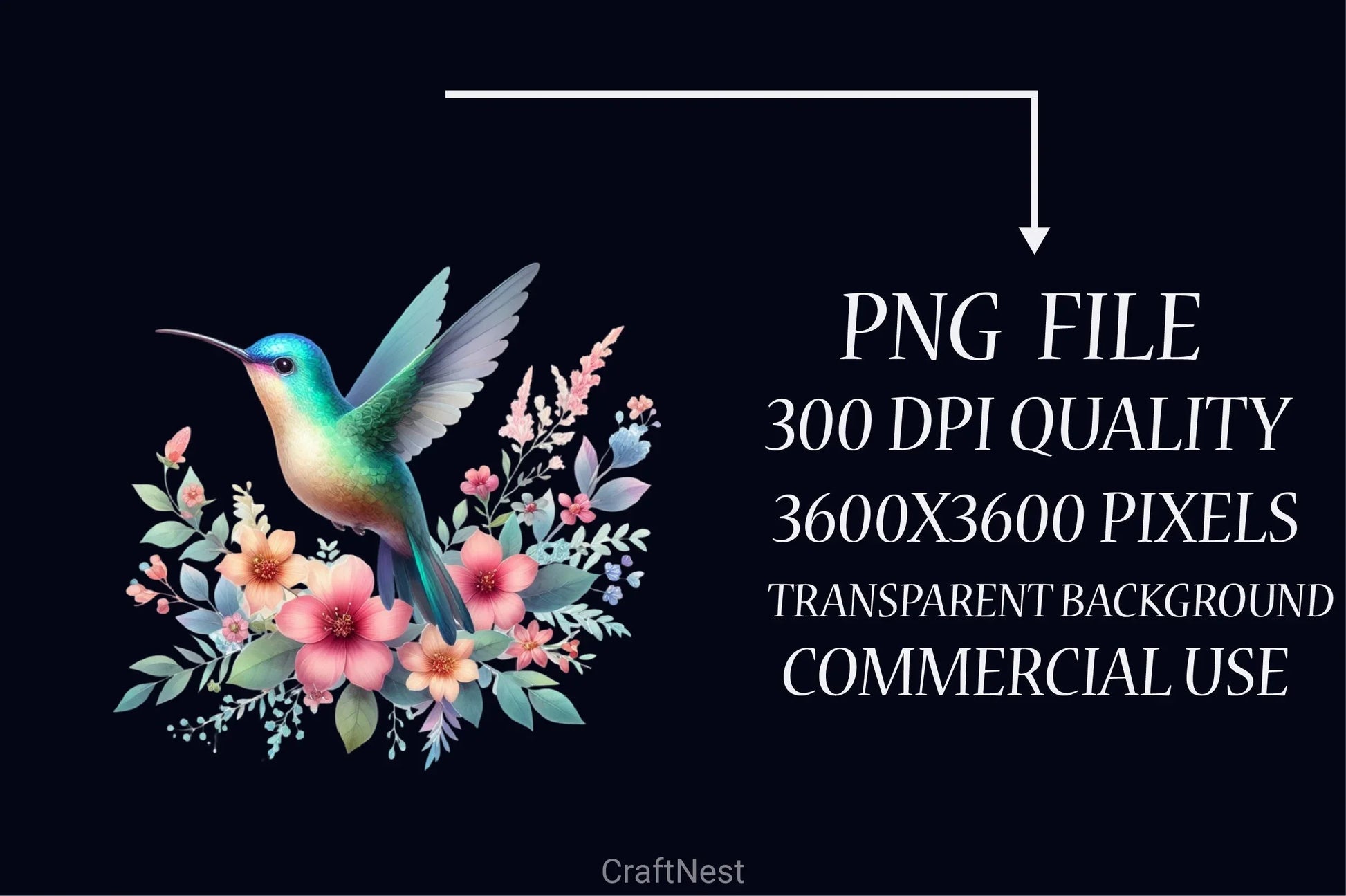 Hummingbird & Flowers Clipart Bundle - CraftNest - Digital Crafting and Art