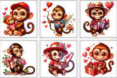 Valentine Monkey Clipart Bundle - CraftNest - Digital Crafting and Art