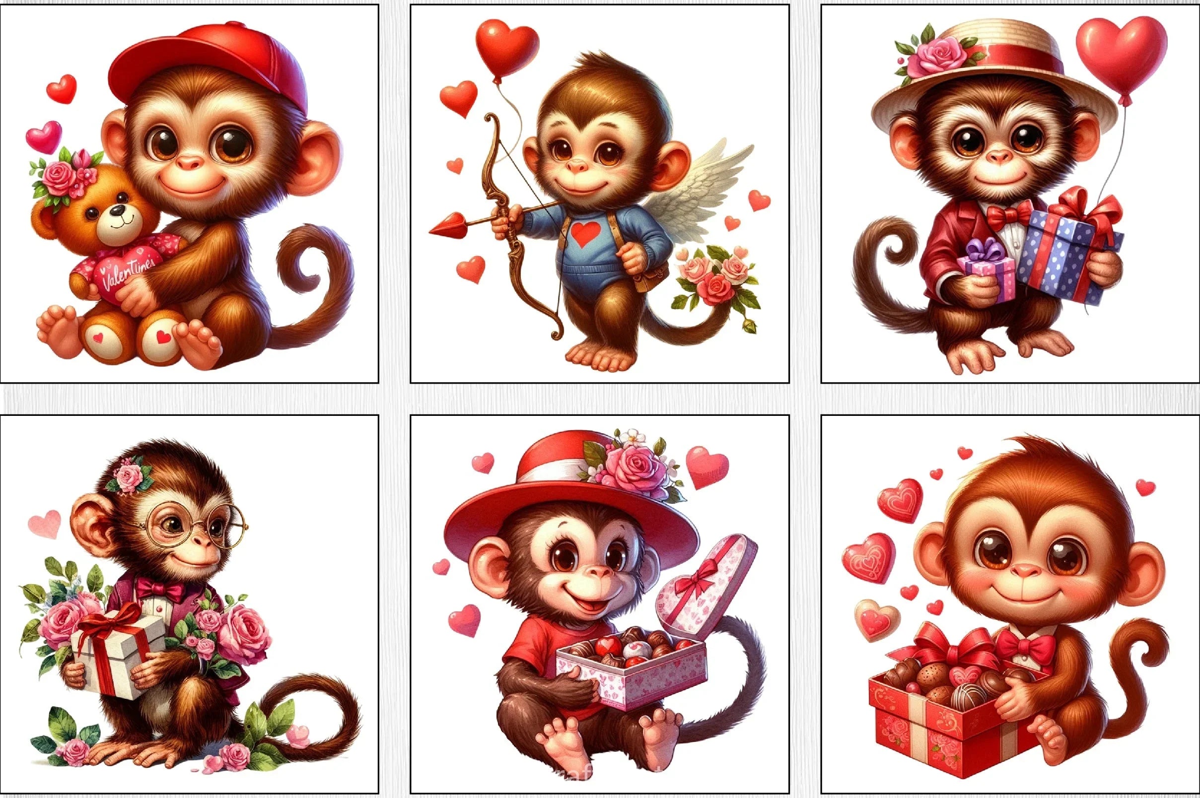 Valentine Monkey Clipart Bundle - CraftNest - Digital Crafting and Art