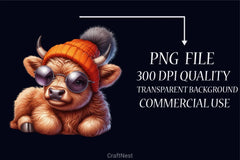 Baby Highland Cow Clipart Bundle 3 - CraftNest - Digital Crafting and Art