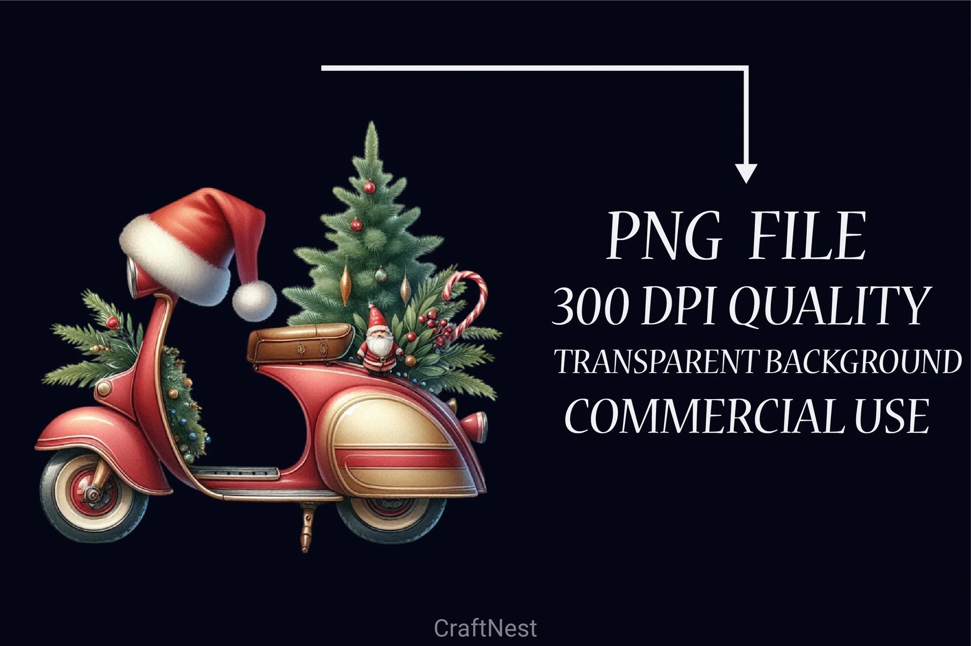 Christmas Scooter Clipart Bundle - CraftNest - Digital Crafting and Art