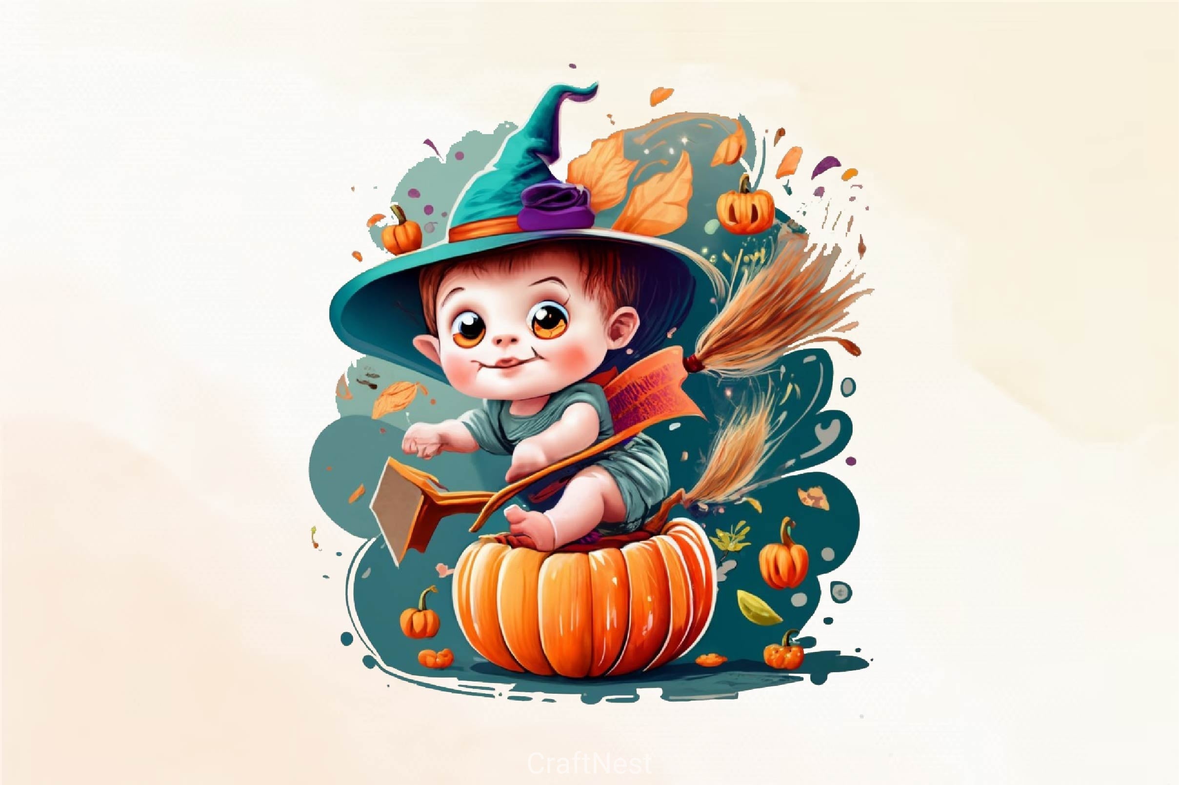 Halloween Cute Little Witches Clipart Bundle