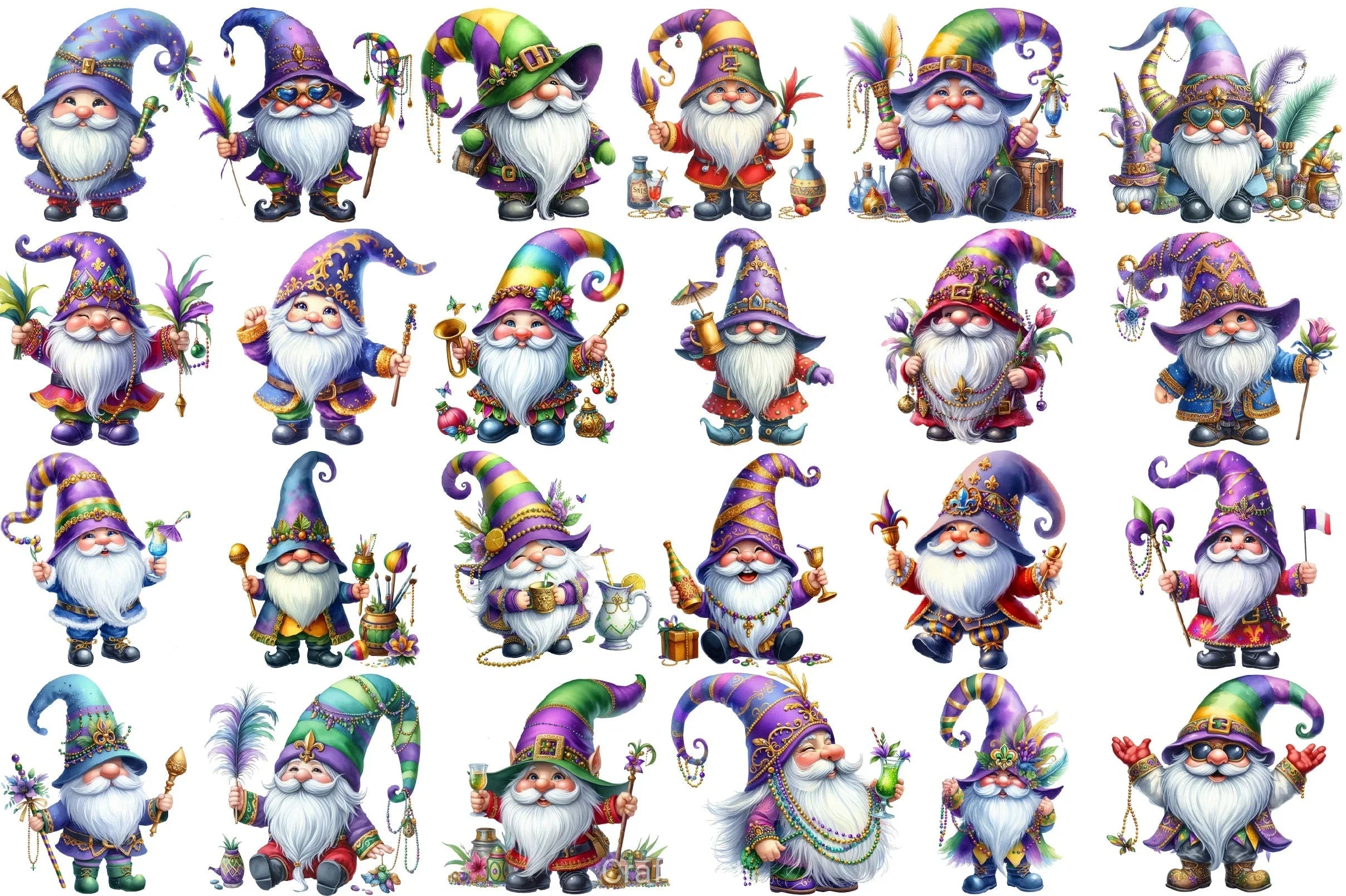 Mardi Gras Gnome Clipart Bundle 1 - CraftNest - Digital Crafting and Art