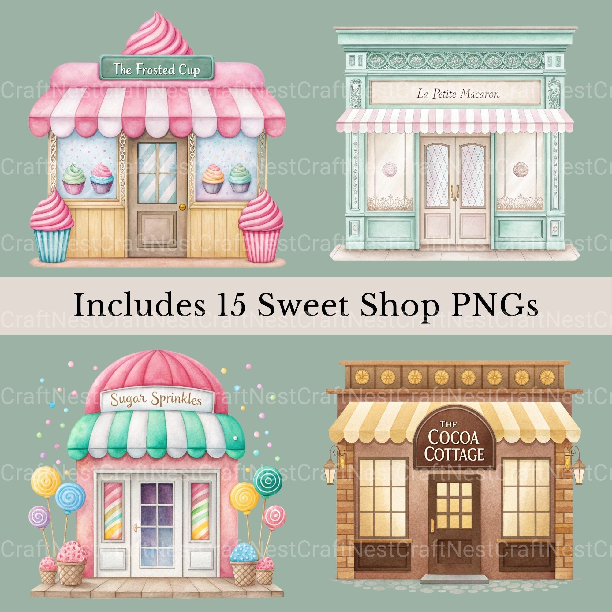 Village Shops Sweet Treats Clipart Bundle