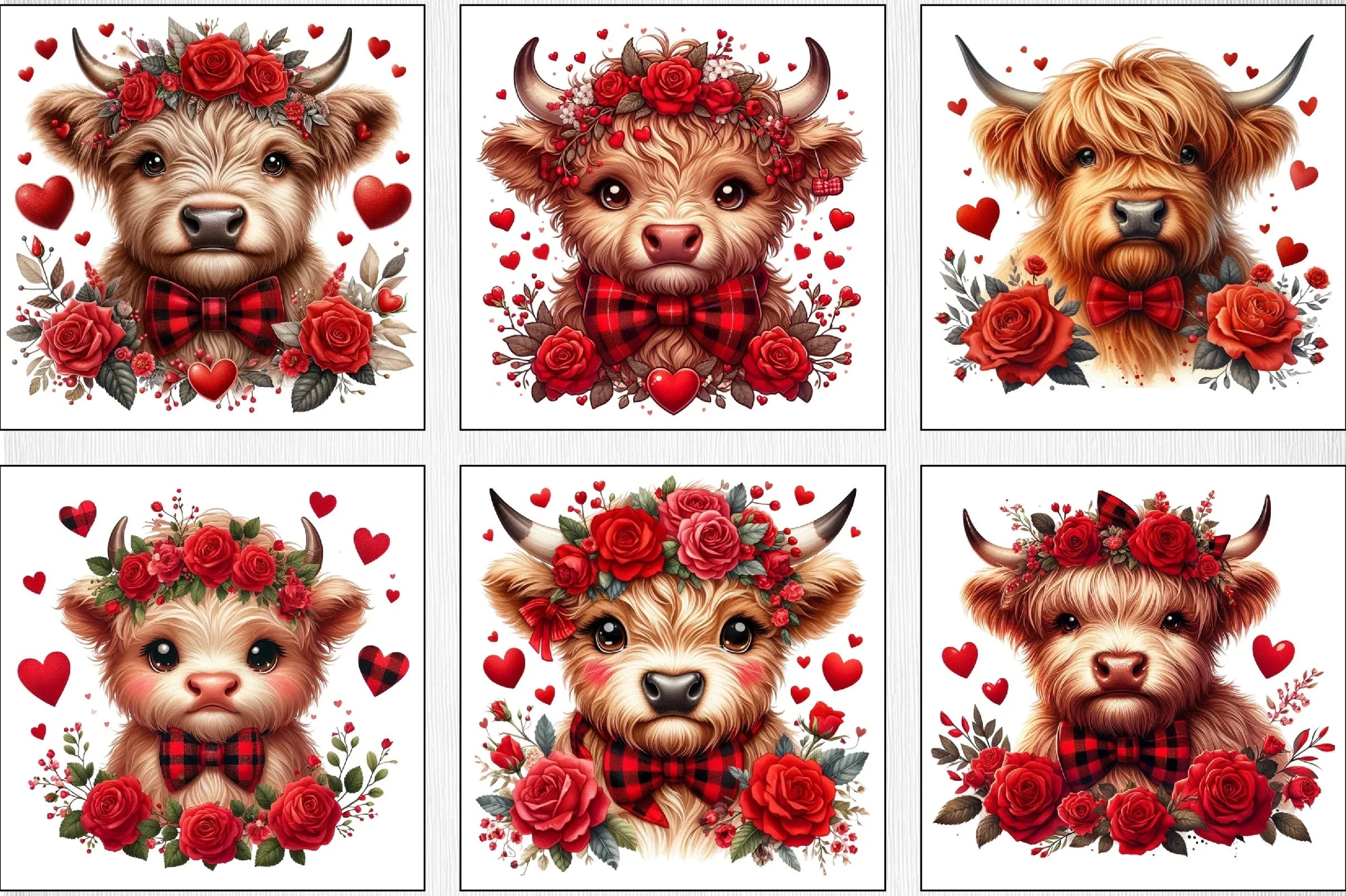 Valentine's Day Highland Cows Clipart Bundle - CraftNest - Digital Crafting and Art