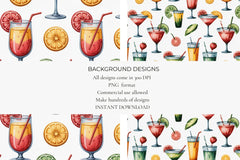 Cute Cocktails Seamless Papers - CraftNest - Digital Crafting and Art