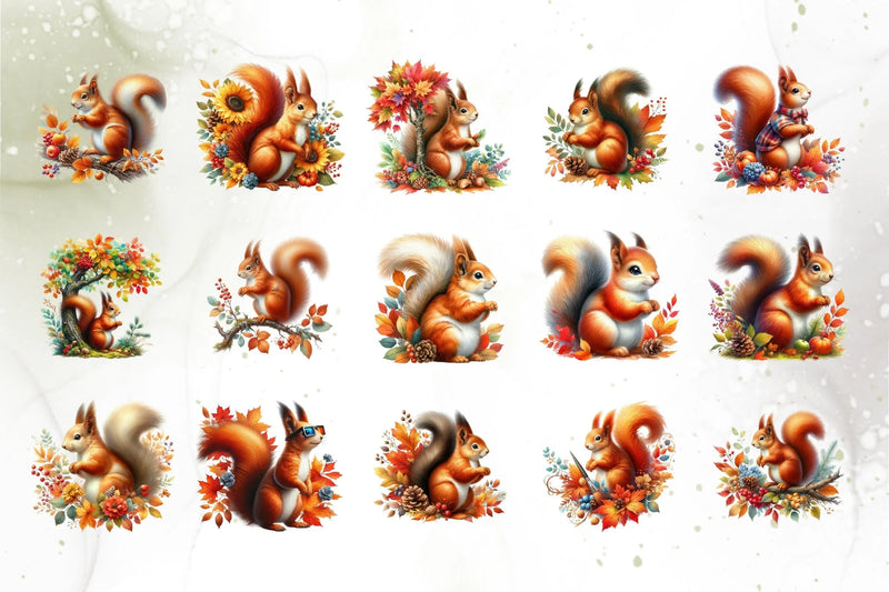Autumn Squirrel Clipart Bundle 2 - CraftNest - Digital Crafting and Art