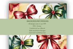 Christmas Bows Background Papers - CraftNest - Digital Crafting and Art