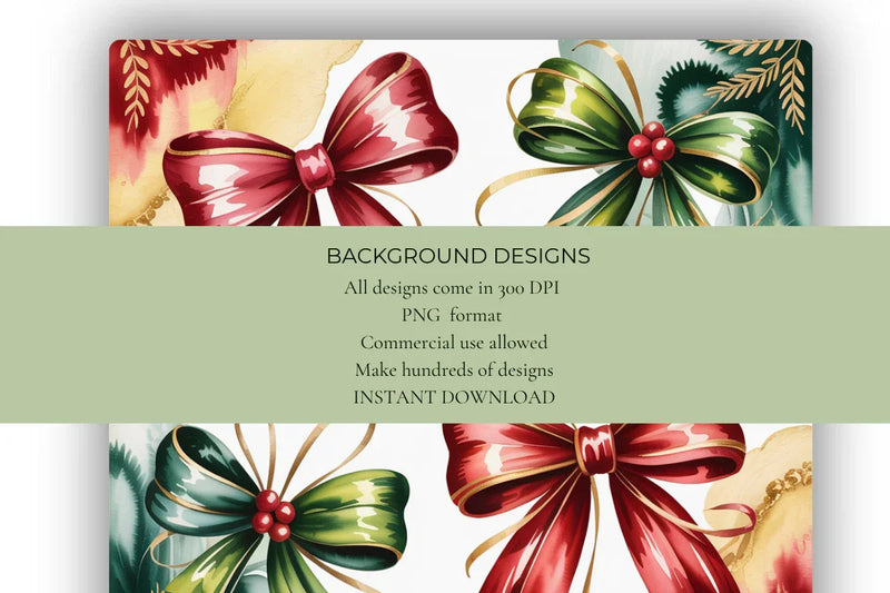 Christmas Bows Background Papers - CraftNest - Digital Crafting and Art